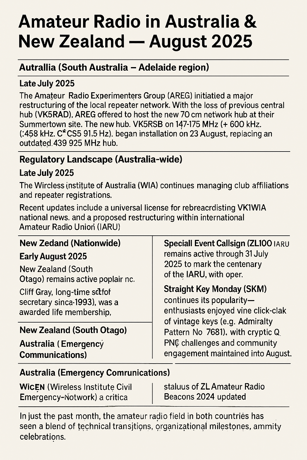 Radio news August 2025